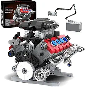 Kit de Montagem Motor V8: Modelo Mecânico para Montar. Decoração Realista de Casa e Escritório. Presente para Jovens 14+