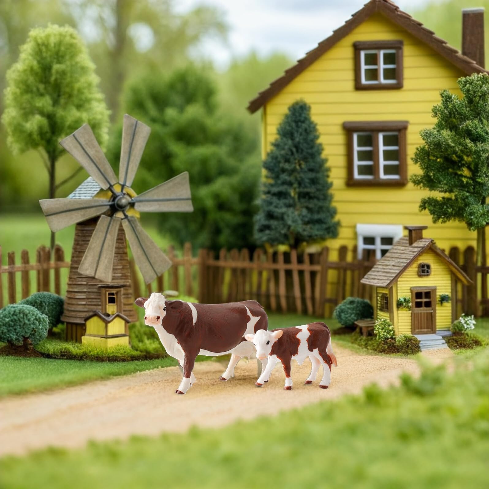 Set di 4 Pezzi di Animali da Fattoria Simulati in Pvc Bianco | Giocattolo Educativo, Adatto a Bambini, per Stimolare Immaginazione e Competenze Cognitive
