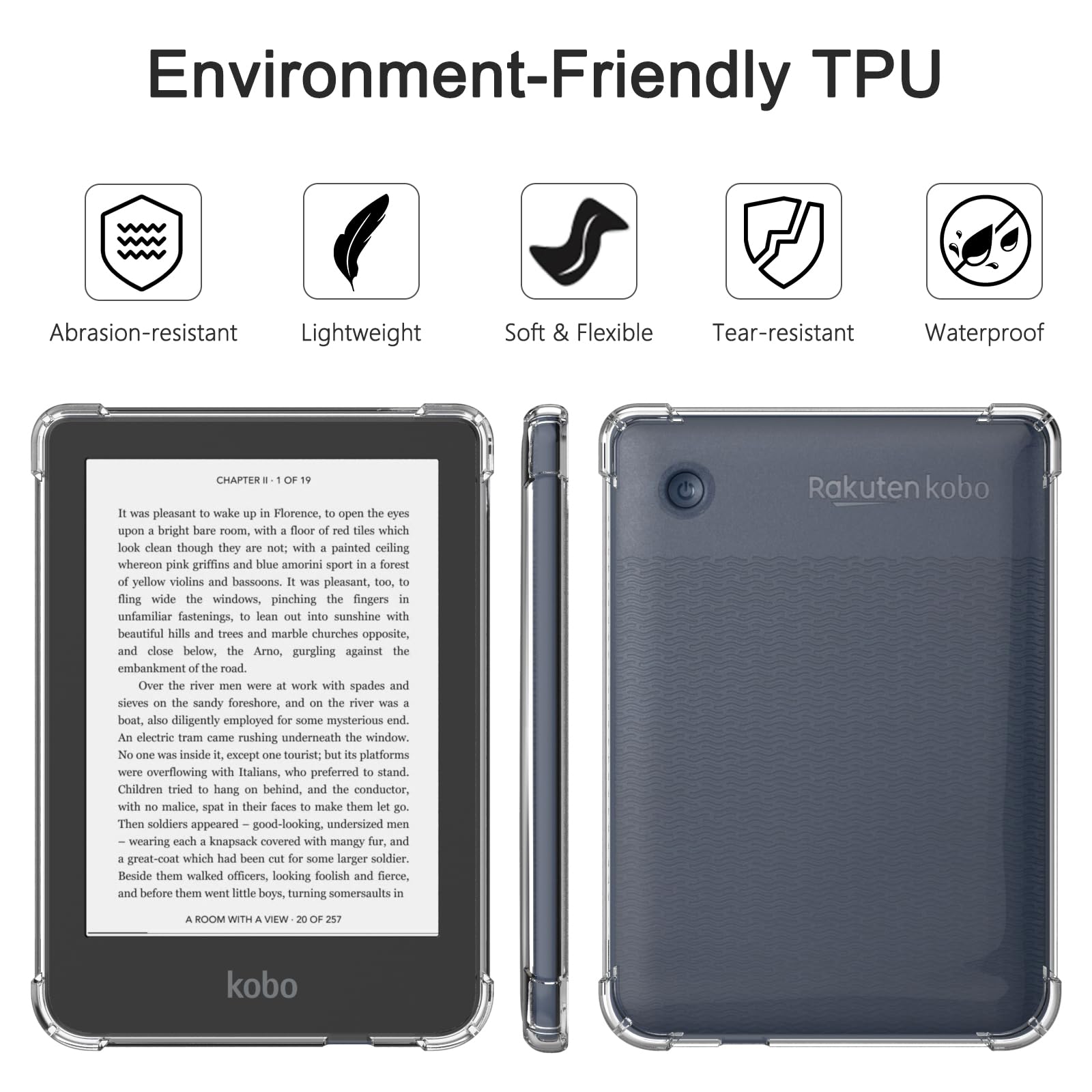 Vancle Étui pour Kobo Clara Colour(2024) & Kobo Clara BW(2024) & Kobo Clara 2E (2022) 6" Housse avec Coins renforcés Étui pour Clara 2E Ereader Clara 2E Coque