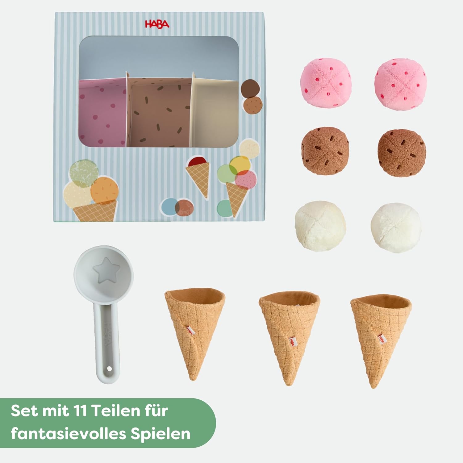 HABA Creative Play 2012316001 Ice Cream Parlor Role Toy from 3 Years with Magnetic Ice Balls Promotes Fine Motor Skills and Creativity