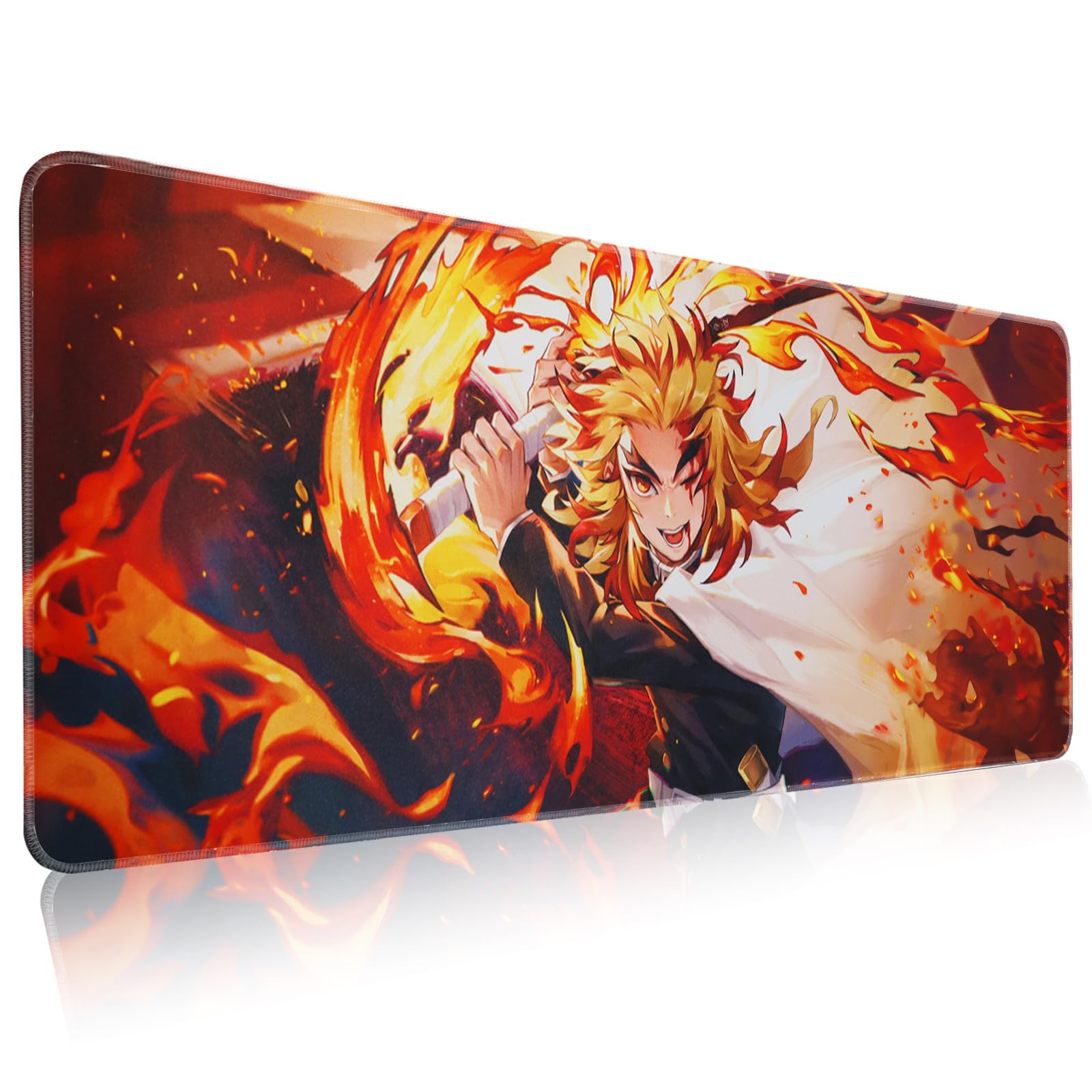 DarkCark XL Demon Slayer Anime Mouse Pad & Keyboard Playmat Kyoujurou Mousepad 31.5x11.8 Inches Gaming Surface with Large Coverage