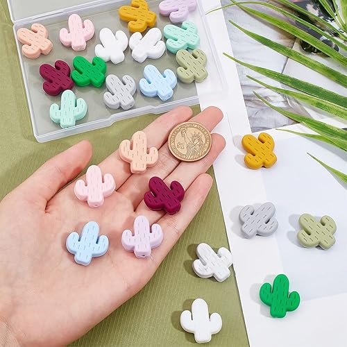 Miniatura 3 de CHGCRAFT 24 cuentas de silicona de cactus de 12 colores, cuentas espaciadoras sueltas de silicona para manualidades, collares, pulseras, aretes,