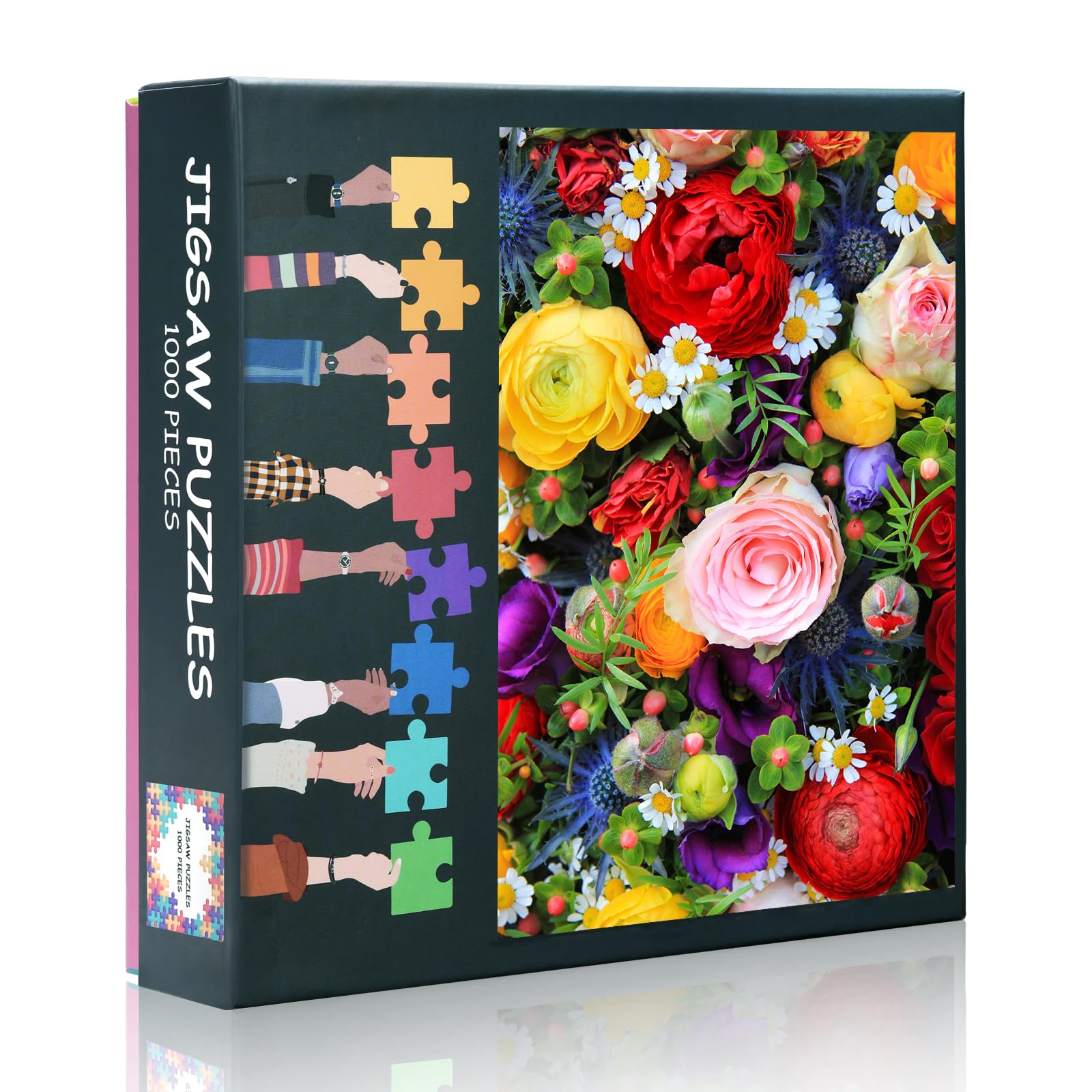 Jigsaw Puzzles 1000-Pieces - Summer Floral Bouquet in Vibrant Colors - 20x28 Inch Challenging Puzzle for Adults - DIY Home Decor & Gift Art with Wildflowers, Sunflowers, Daisies
