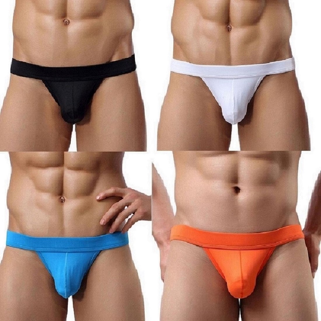 Adorneve Men's Briefs Soft Bulge Bikini Sexy Underwear 4 Pack Mix