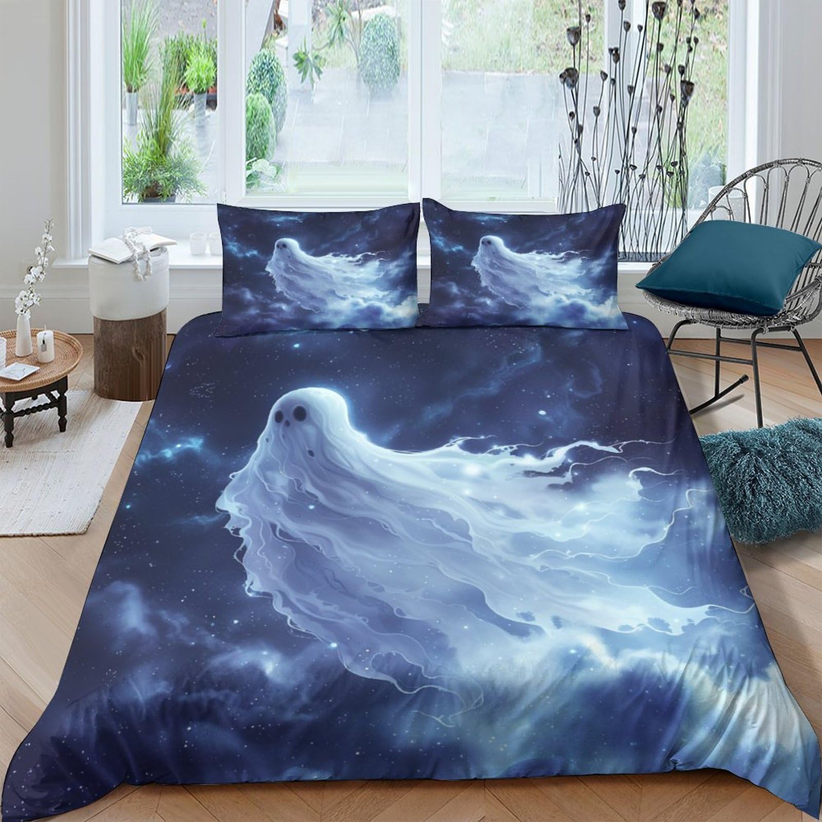 Housse de couette king size hypoallergénique et respirante à motif monstre doux