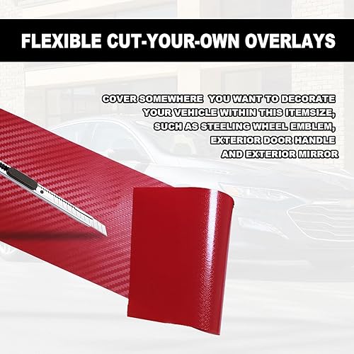 Miniatura 3 de 3 calcomanías de fibra de carbono compatibles con el logotipo de Bowtie, calcomanías de bricolaje compatibles con Chevy (rojo de fibra de carbono)