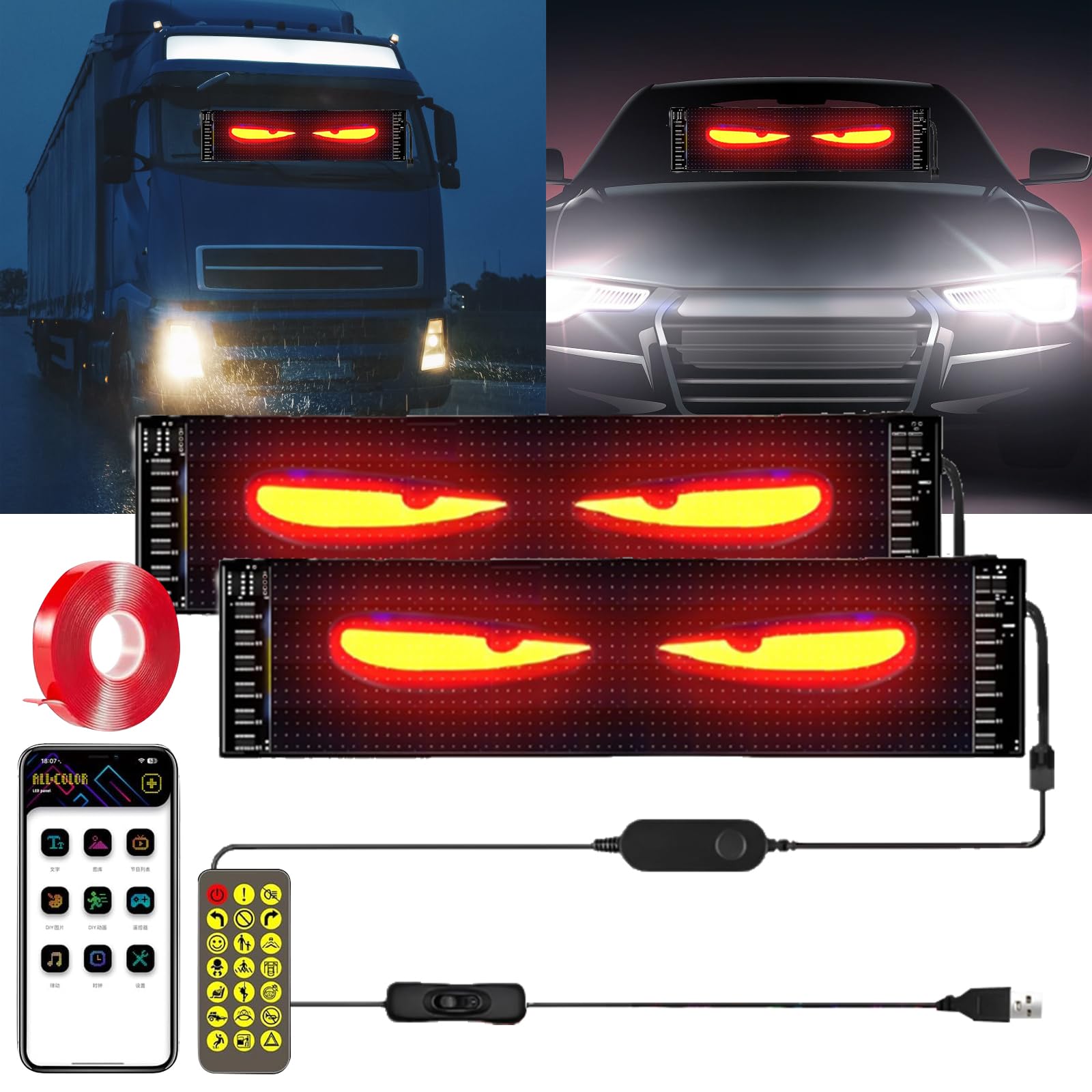 Flexible Car Screen Manutox Devil Eyes LED Screen For Car Windows ...