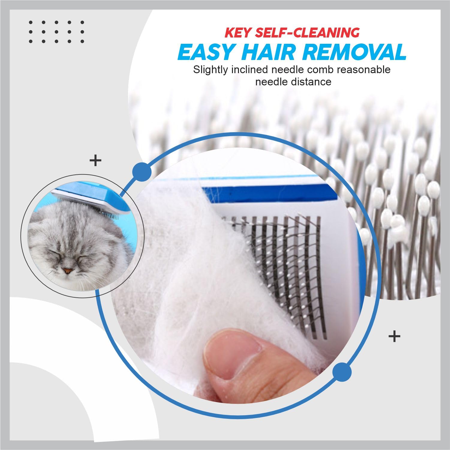 Dog & Cat Self-Cleaning Grooming Brush Deshedding Slicker Brush Removes Loose Fur, Mats & Tangles, Gentle Massaging Tips - Image 4