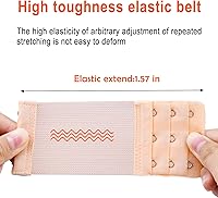 Vista 3 de 6 extensiones de brasier para mujer, 2 ganchos3 ganchos, cómoda correa de extensión de brasier elástica (negro, blanco, nude), Desnudo, Negro, Blanco