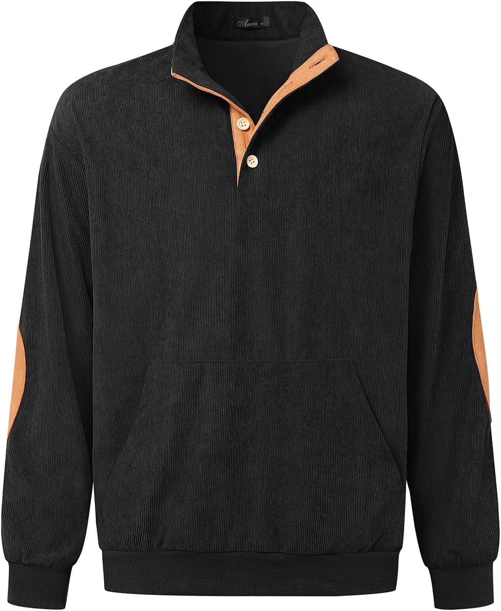 Auxo Mens Hoodies Pullover Corduroy Drawstring Long Sleeve Casual Lightweight Hooded Sweatshirt with Kanga Pocket