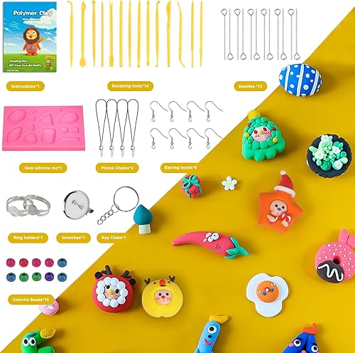 Miniatura 3 de Polymer Clay 51 Colors, CiaraQ Modeling Clay for Kids, Oven Bake Clay with Sculpting Tools, Non Toxic, Ideal for Sculpture, Crafting, DIY Projects.