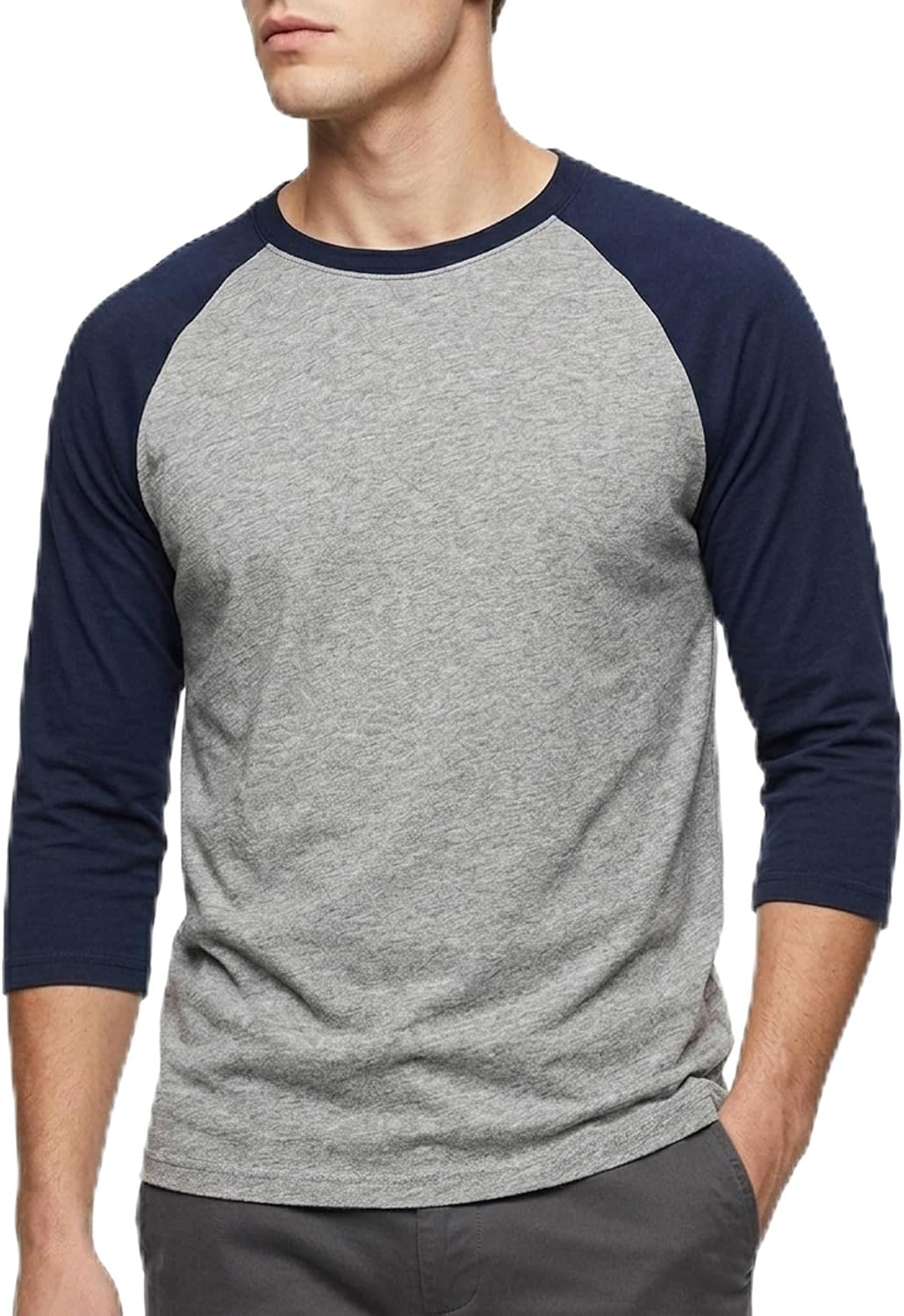 Men's Raglan Baseball Tee Shirt - Cotton Two Tone Casual Athletic Top