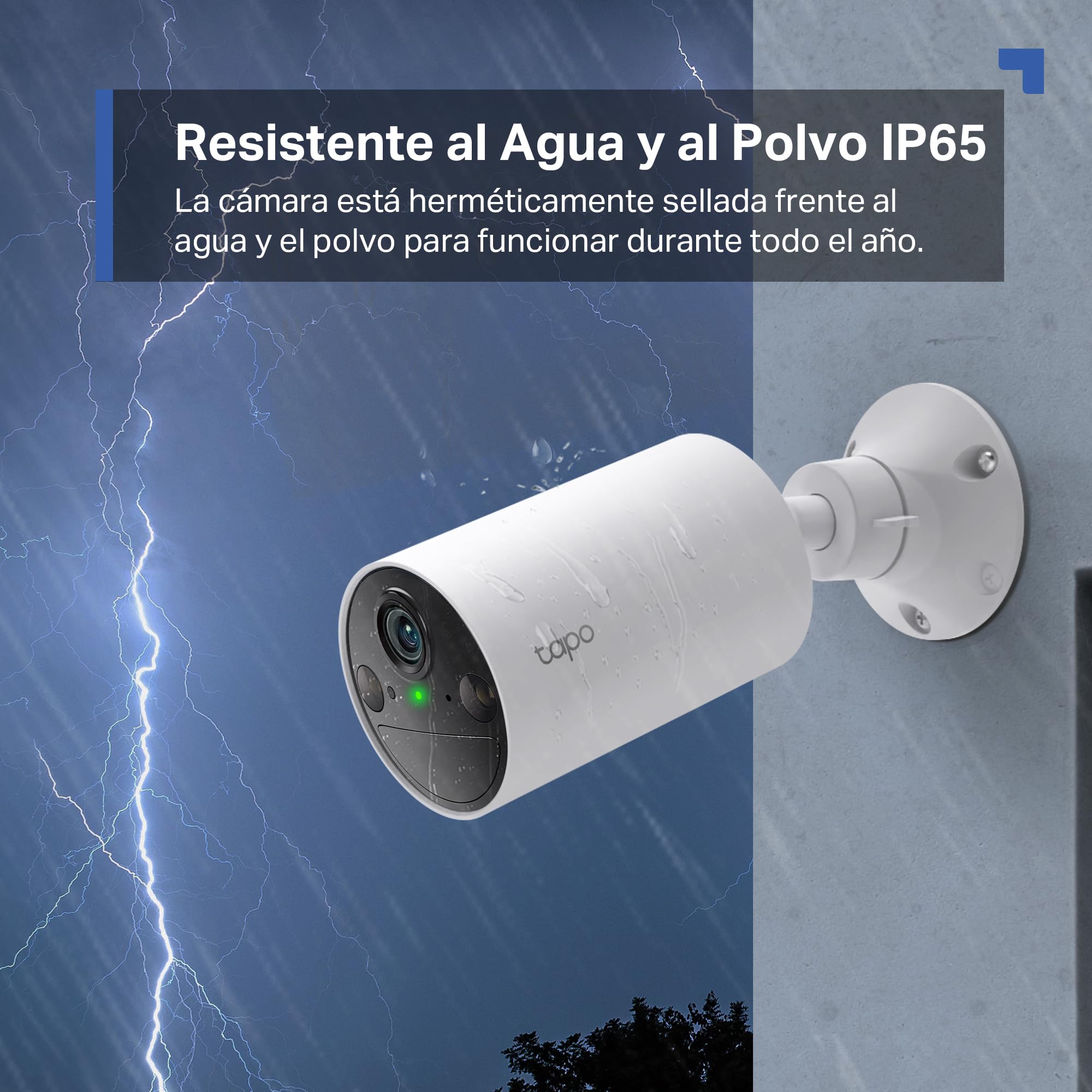 Tapo C410 - Cámara de Vigilancia WiFi Exterior, Batería 6400mAh, 2K 3MP | Detección de Movimiento y Personas. Batería hasta 180 Días. Visión Nocturna a Color. Alarma Luz y Sonido. Admite MicroSD.
