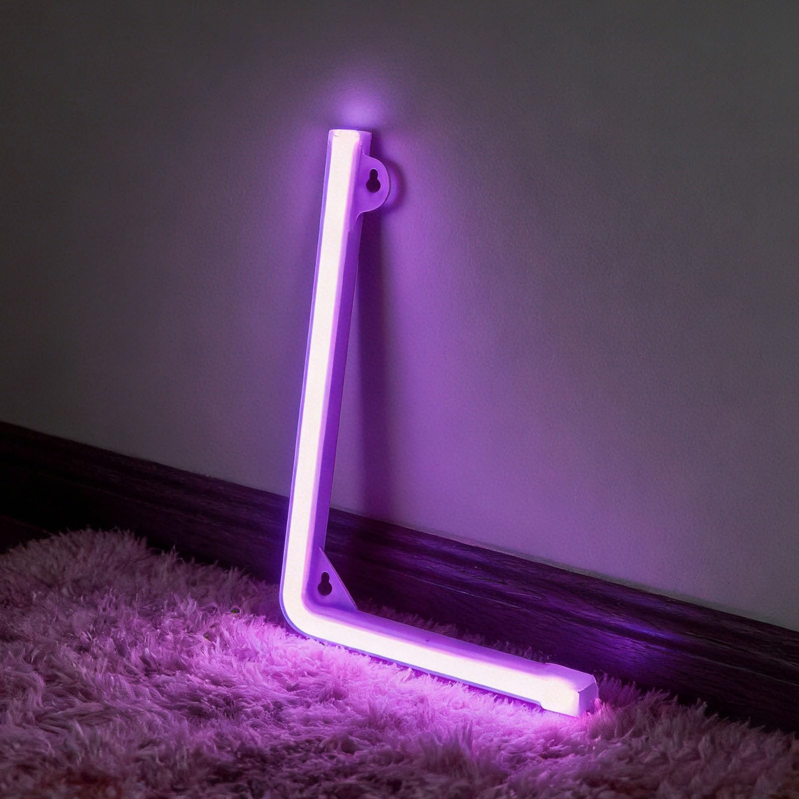 shulovehua LED Purple Neon Letter Signs Night Light Battery or USB Operated LED Marquee Letters Neon Art Decorative Lights Wall Decor for Children Baby Room Christmas Wedding Party Decoration(L)