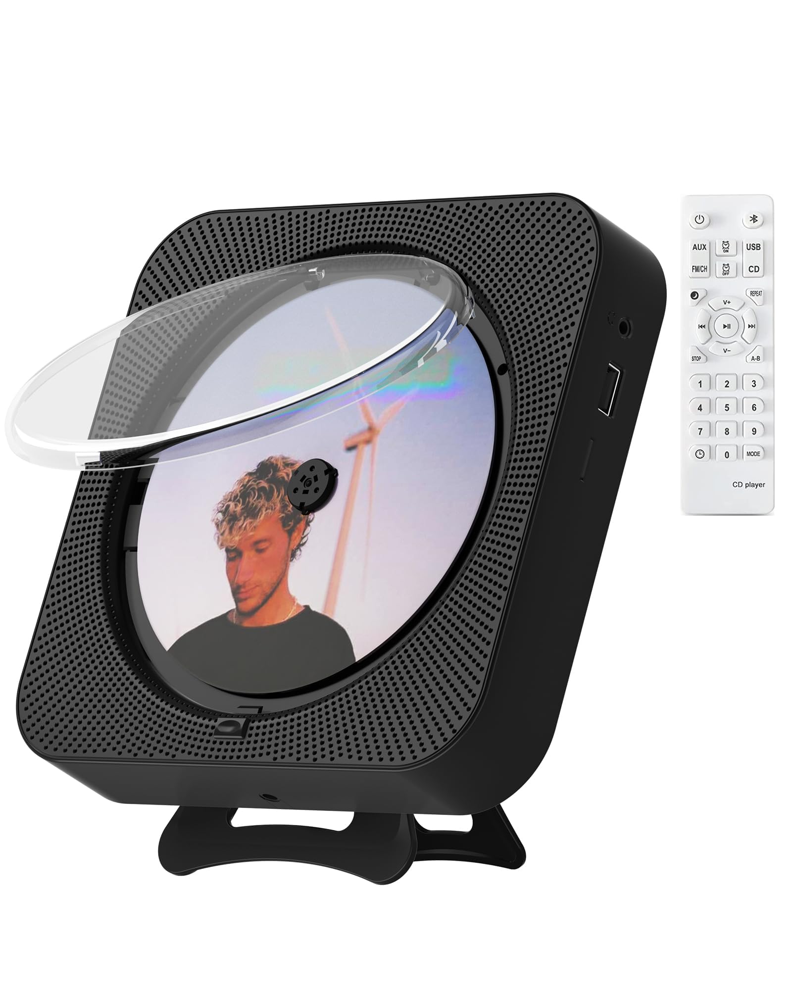 CD Player Portable Bluetooth Desktop CD Player for Home, Mini Cute CD Players for Kids, Built-in Dual Speakers and LED Display with Remote Control,