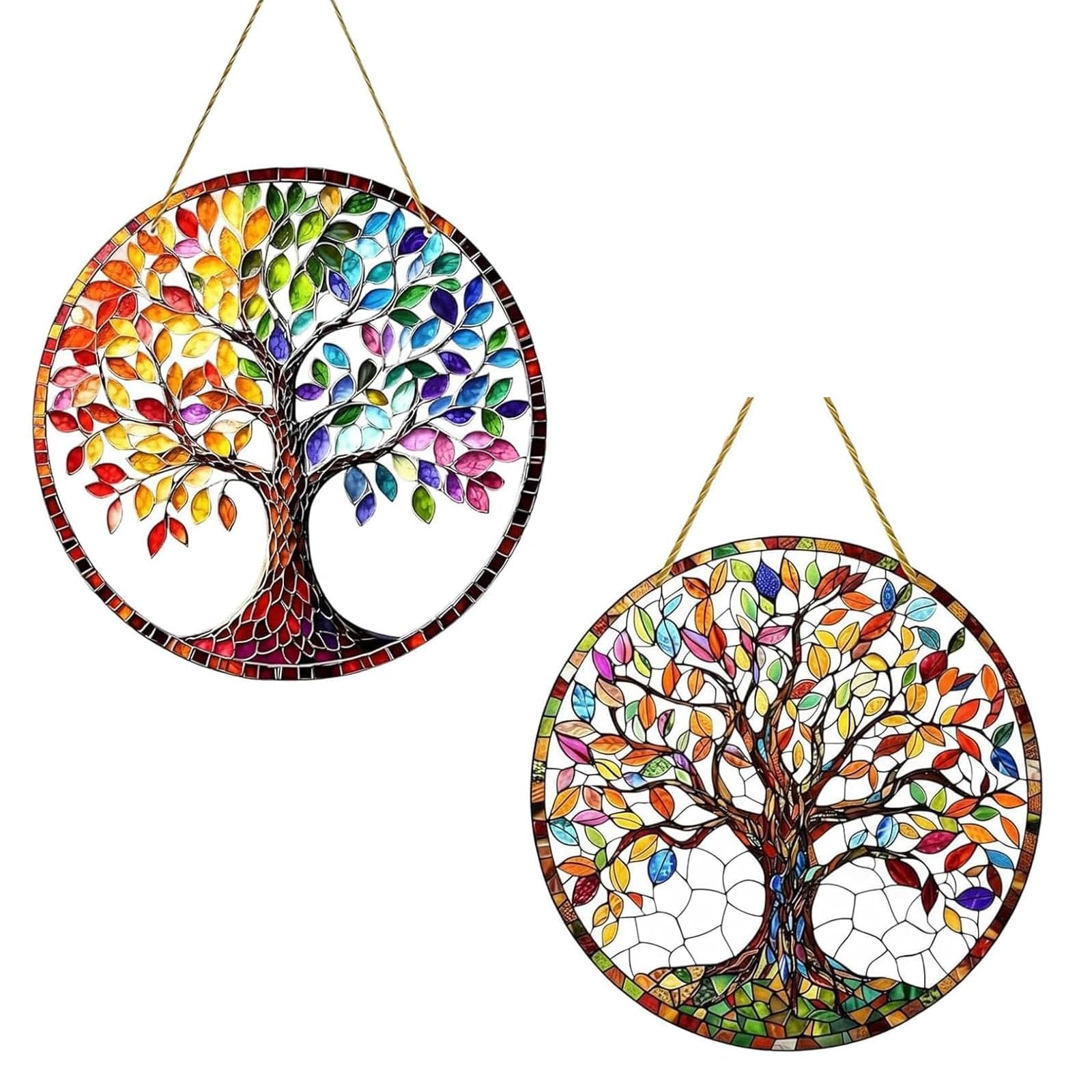 2-Piece Tree of Life Garden Wall Art, Tree of Life Wall Art, Garden Fence Decorations, Wall Decor Set of 2 for Indoor Wall Decorations and Fence Decorations Outdoor, 20 * 20 cm