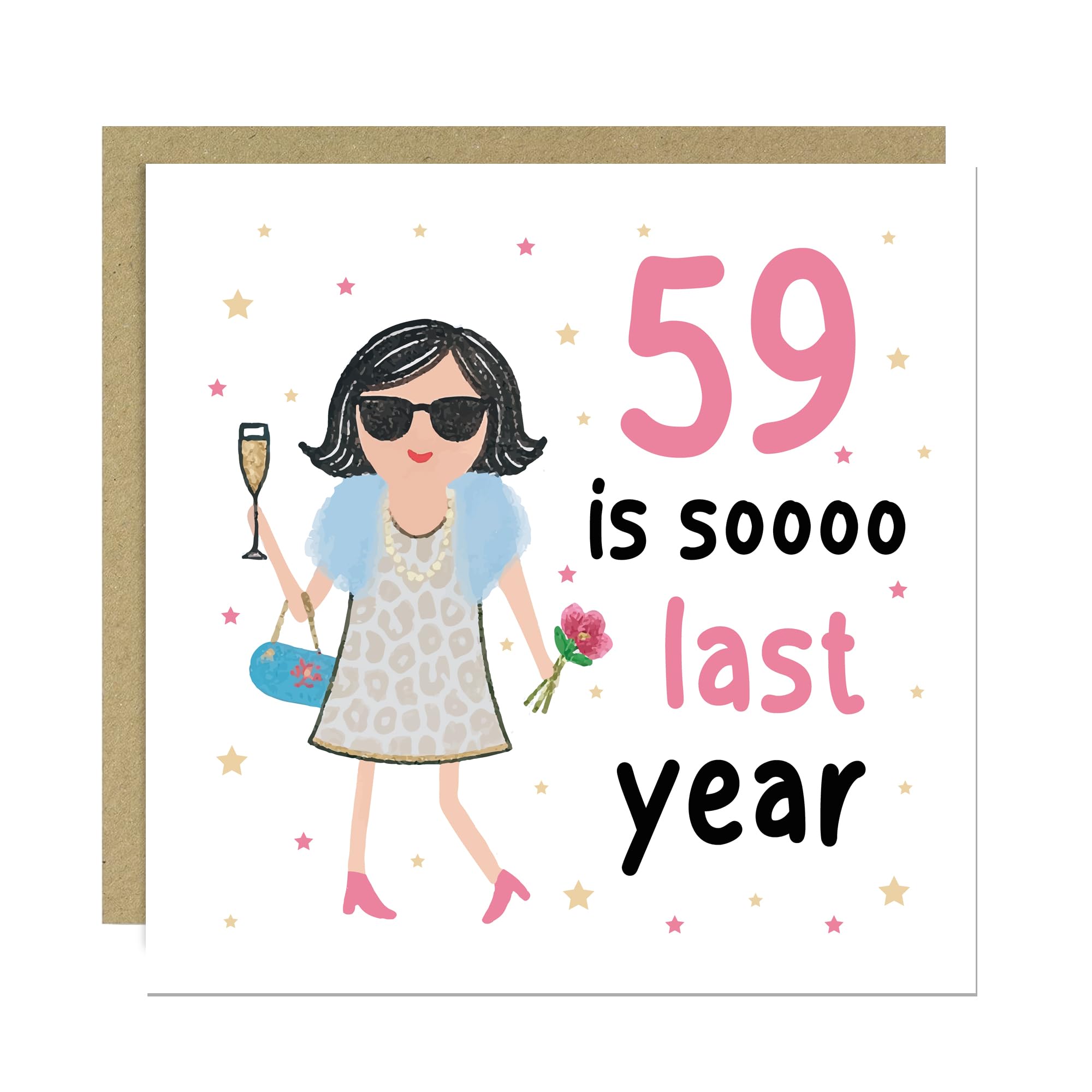 RED OCEAN Funny 60th Birthday Card For Best Friend Mum Nan Auntie Sister 59 Is So Last Year 60th Birthday Card For Wome With Kraft Envelope Novelty