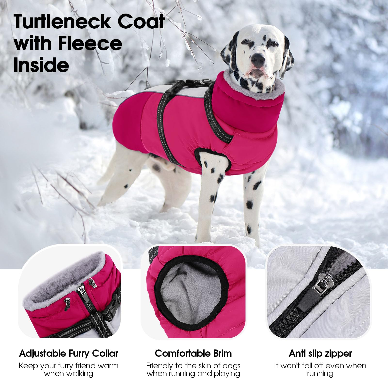 SUNFURA Chaqueta para perro pequeño con arnés integrado, chaqueta cálida para perro con cierre, chaqueta reflectante de invierno para perros pequeños, Schnauzer, Yorkshire