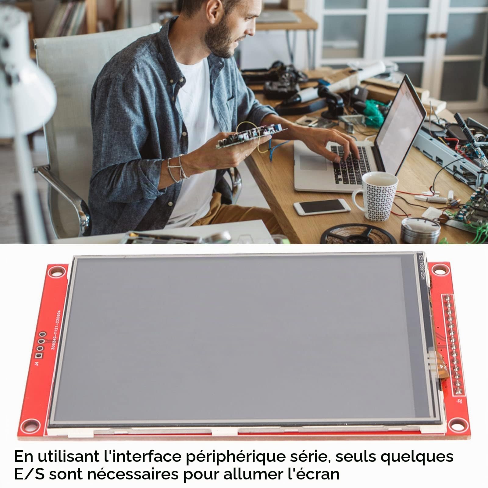 Asixxsix Écran Tactile TFT SPI LCD 4 480 X 320 HD SPI Serial ILI9488 Module D'affichage à écran Tactile avec Stylet Tactile, Module de Moniteur à écran Tactile 5 V 3,3 V