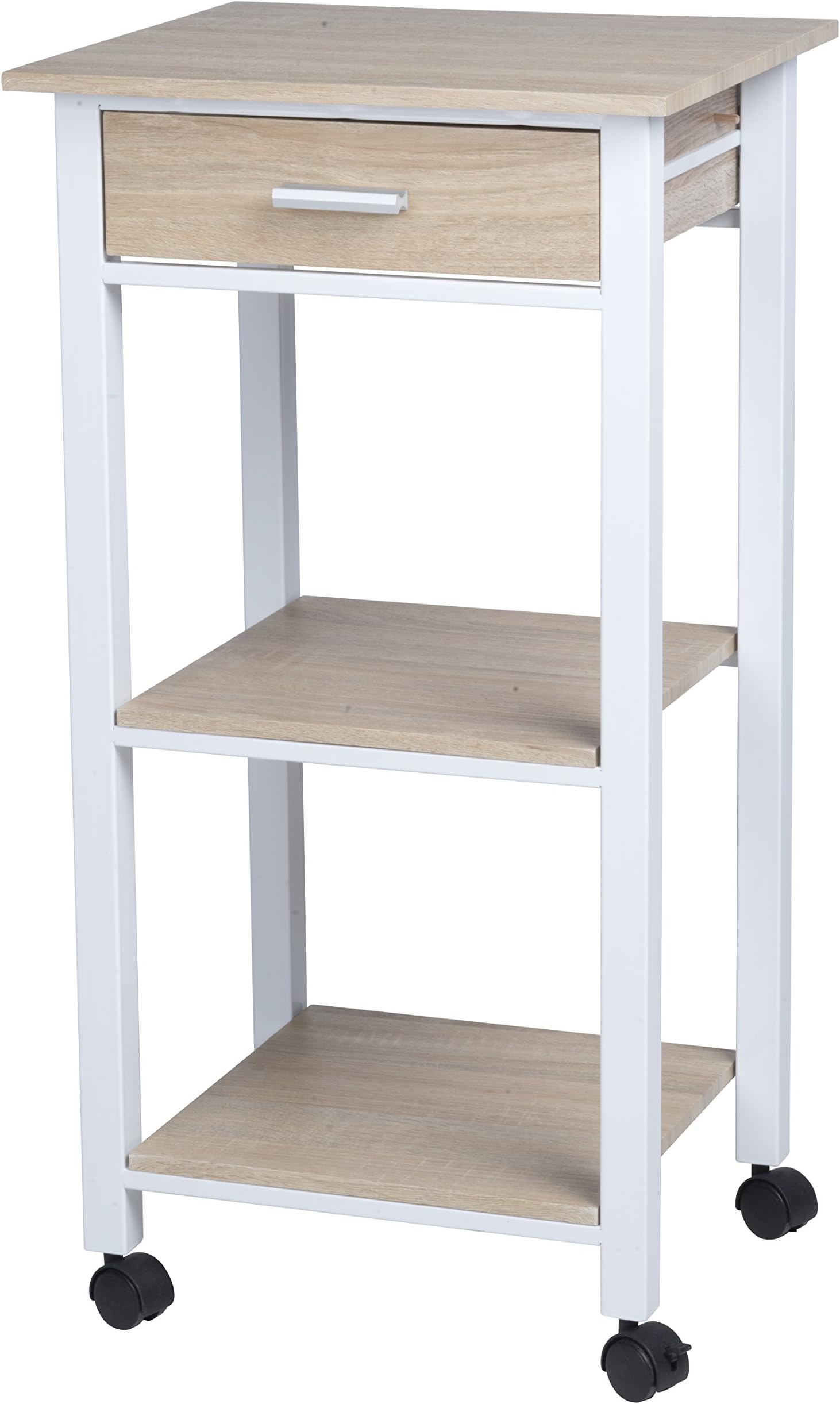 Stylehome Homestyle ce2701007 Kitchen Trolley in White/Oak 42 x 37 x 81 cm