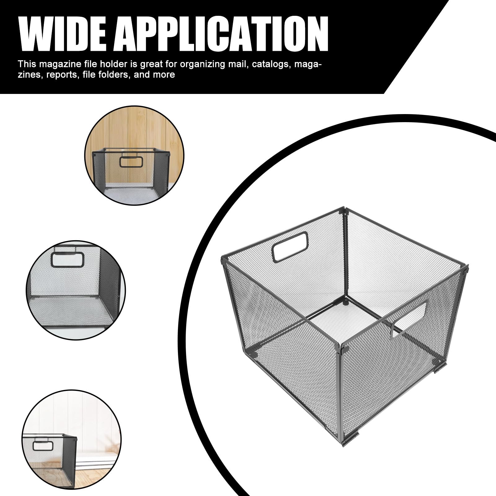 Porte-dossiers Suspendu en Fer Noir Pliable, Organisateur de Bureau Facile à Nettoyer Cadre en Maille, pour Rangement et Organisation sur Bureau