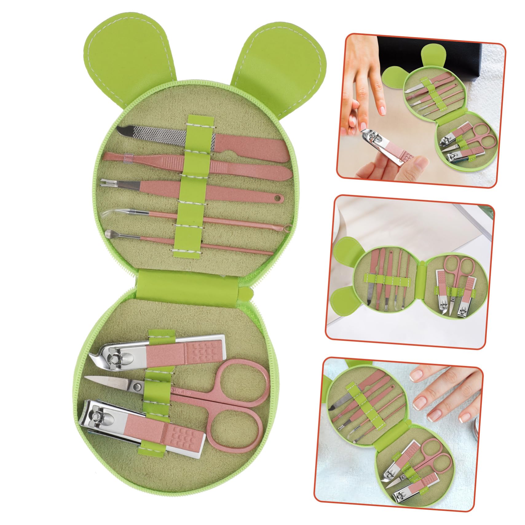 Healvian 3sets Professionale Di Strumenti Per Manicure Da Viaggio Kit Completo Per Unghie e Pedicure Con Custodia Tema Cartone Animato Accessori Acciaio Inossidabile Per Donna Facile Da