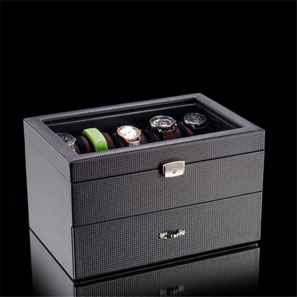 Boîte à bijoux pour homme et femme, boîte à bijoux avec dessus en verre,