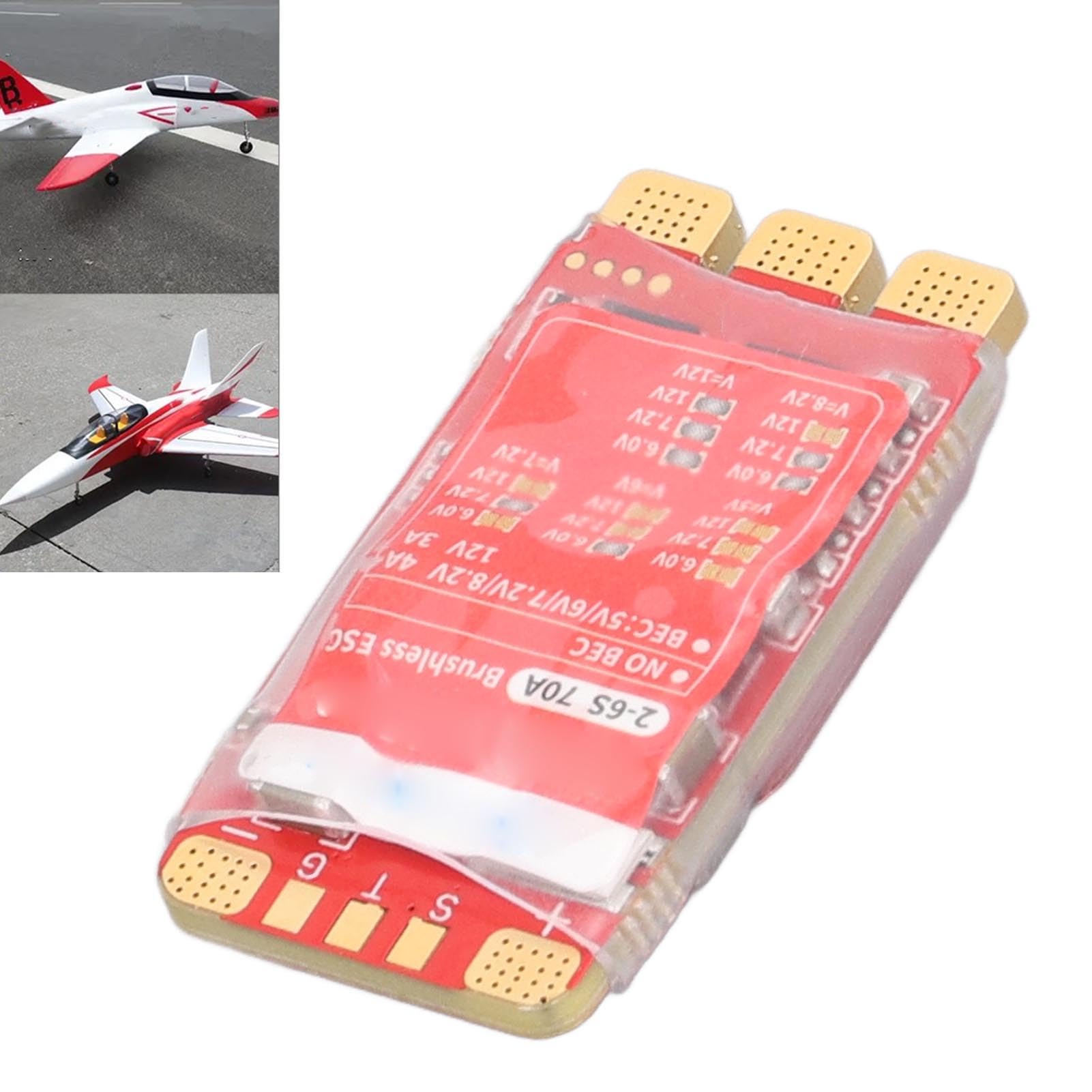 Ejoyous Bezszczotkowy Elektroniczny Regulator Prędkości, 8-warstwowa Płytka PCB Bezszczotkowy ESC 70A 2 do 6S z BLHeli32 STM32G071 Regulowany wieloprotokół BEC do Sterowania Silnikiem UAV łodzi RC
