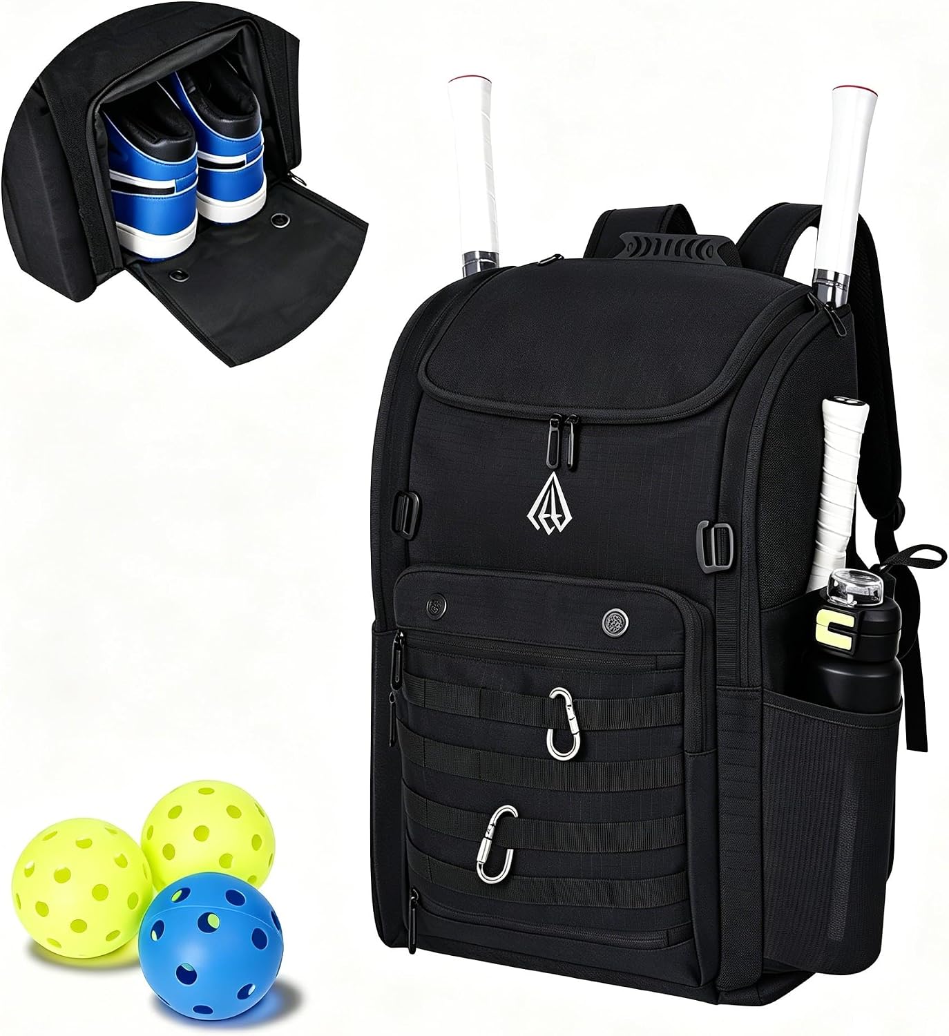 38L Pickleball Bag for 6+ Paddles with Shoe Compartment Ball Holder | Paddle Protection Pockets,Size 13 Shoe Pocket,38L Large Capacity,Wet/Dry Clothes Pocket,14 Storage Pockets,Hidden Ball Net