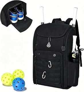 38L Pickleball Bag for 6+ Paddles with Shoe Compartment Ball Holder