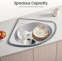 Vista 17 de Small Wall Mount Corner Bathroom Sink White Triangle Plastic Vanity Single Bowl Sink for Kitchen Bathroom Lavatory (White, Without Faucet)