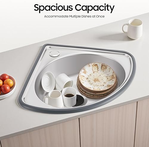 Vista 17 de Small Wall Mount Corner Bathroom Sink White Triangle Plastic Vanity Single Bowl Sink for Kitchen Bathroom Lavatory (White, Without Faucet)