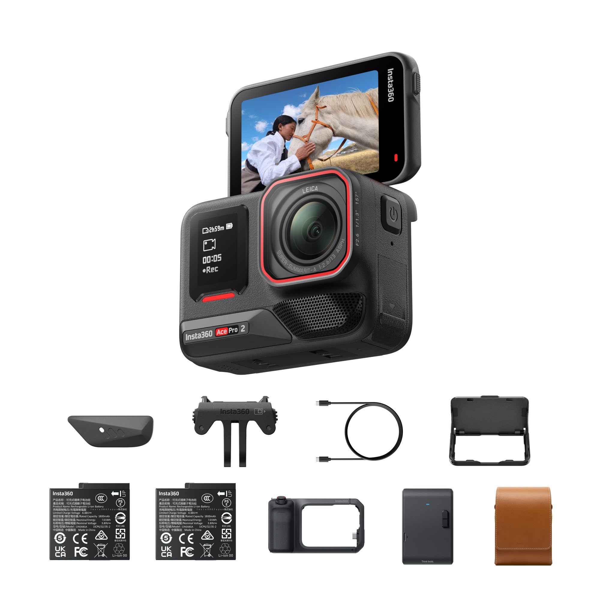 Insta360 Ace Pro 2 Paquete de impresión rápida–Cámara 8K rimpermeable 1/1.3", desarrollada Junto a Leica, con Doble Chip IA, Gran Rendimiento, empuñadura Xplorer Pro e Impresora portátil