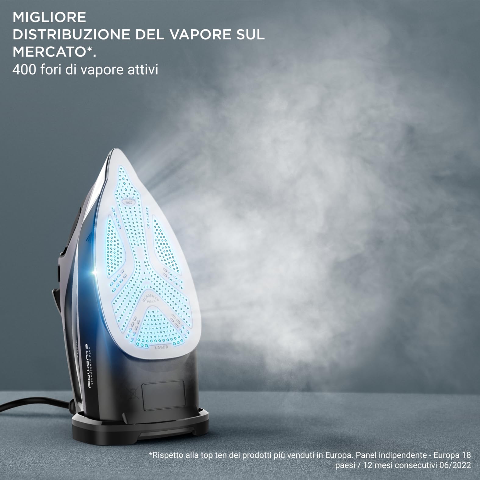 Rowenta SteamForce Ferro da Stiro a Vapore, 3000 W, Erogazione Continua di Vapore da 45 g/min, Getto Vapore da 250 g/min., Antigoccia, Spegnimento Automatico, Serbatoio 350 ml, DW9410