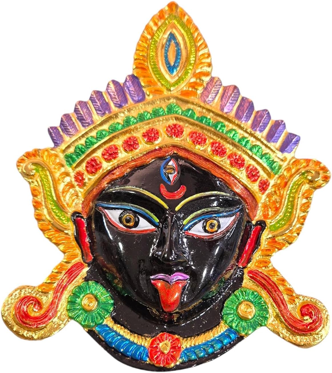 Generic Maa Kali Face Mahakali Face For Tantra Protection 8 x 6 Inch Metal Kali Maa Face Mask Nazar Battu Wall Hanging For Bad Eye For Home Shop Office