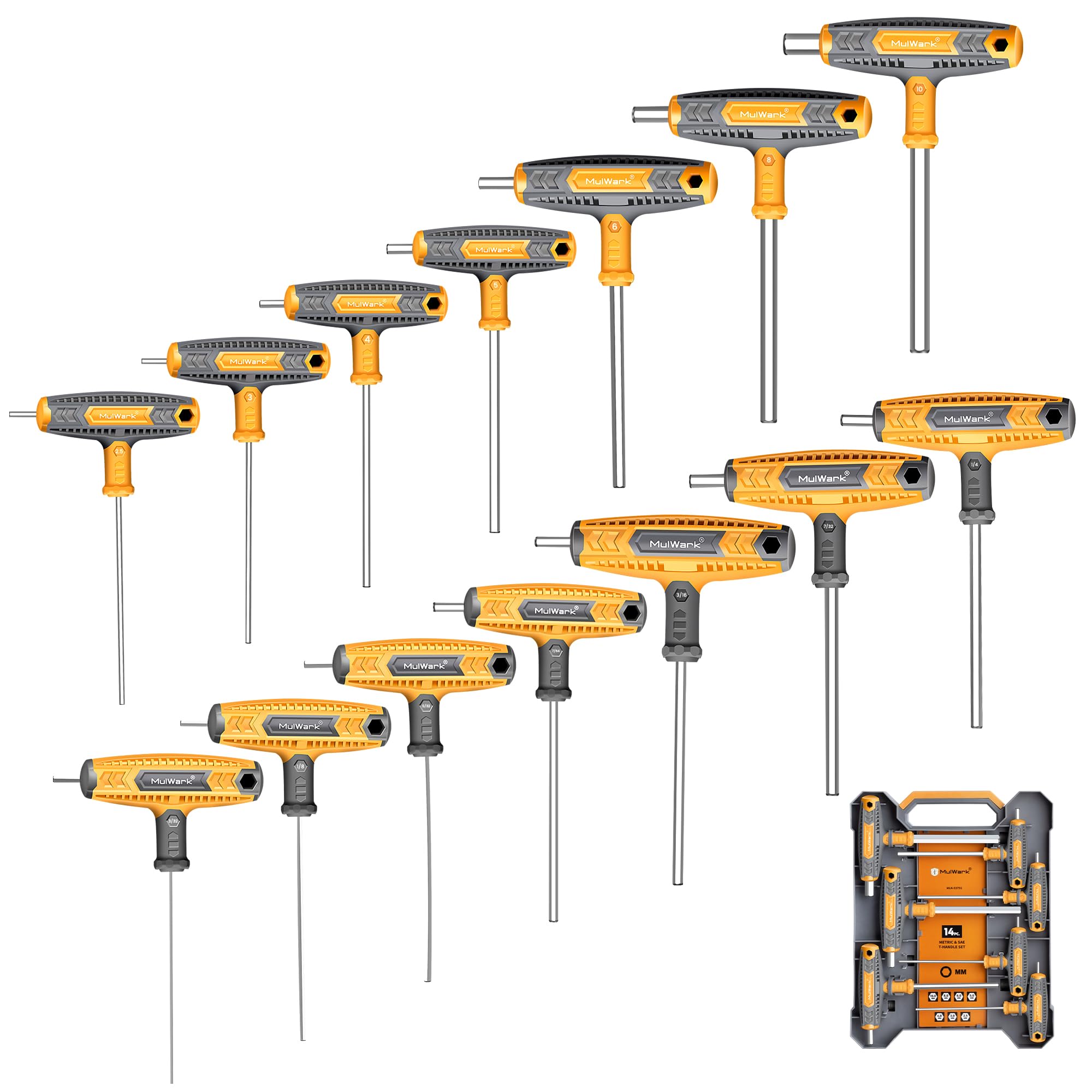 MULWARK 14 PC T-handle Allen Wrench Set
