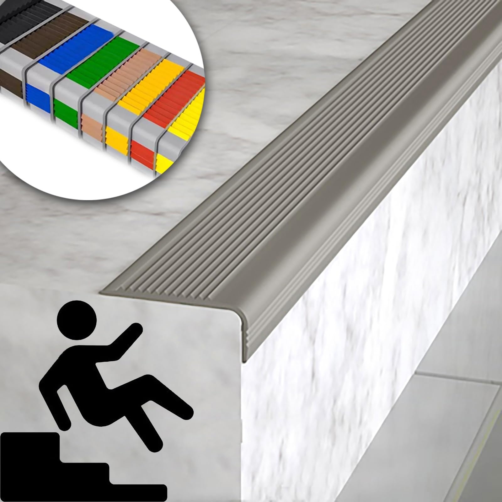 Non-Slip Step Edge Protector,Flexible Rubber Stair Edge Protector,indoor stair nosing Guard Strip,Self-Adhesive Stair Step Transition Strip,Safety Corner Edge Guard Strip,Fire retardant waterproof. (