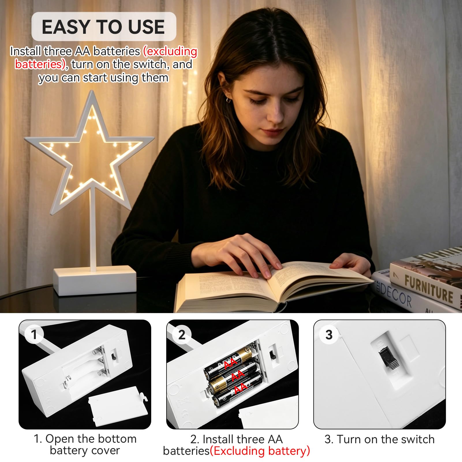 Decorative Table Lamp, Star Neon Sign Neon Star Light LED Light