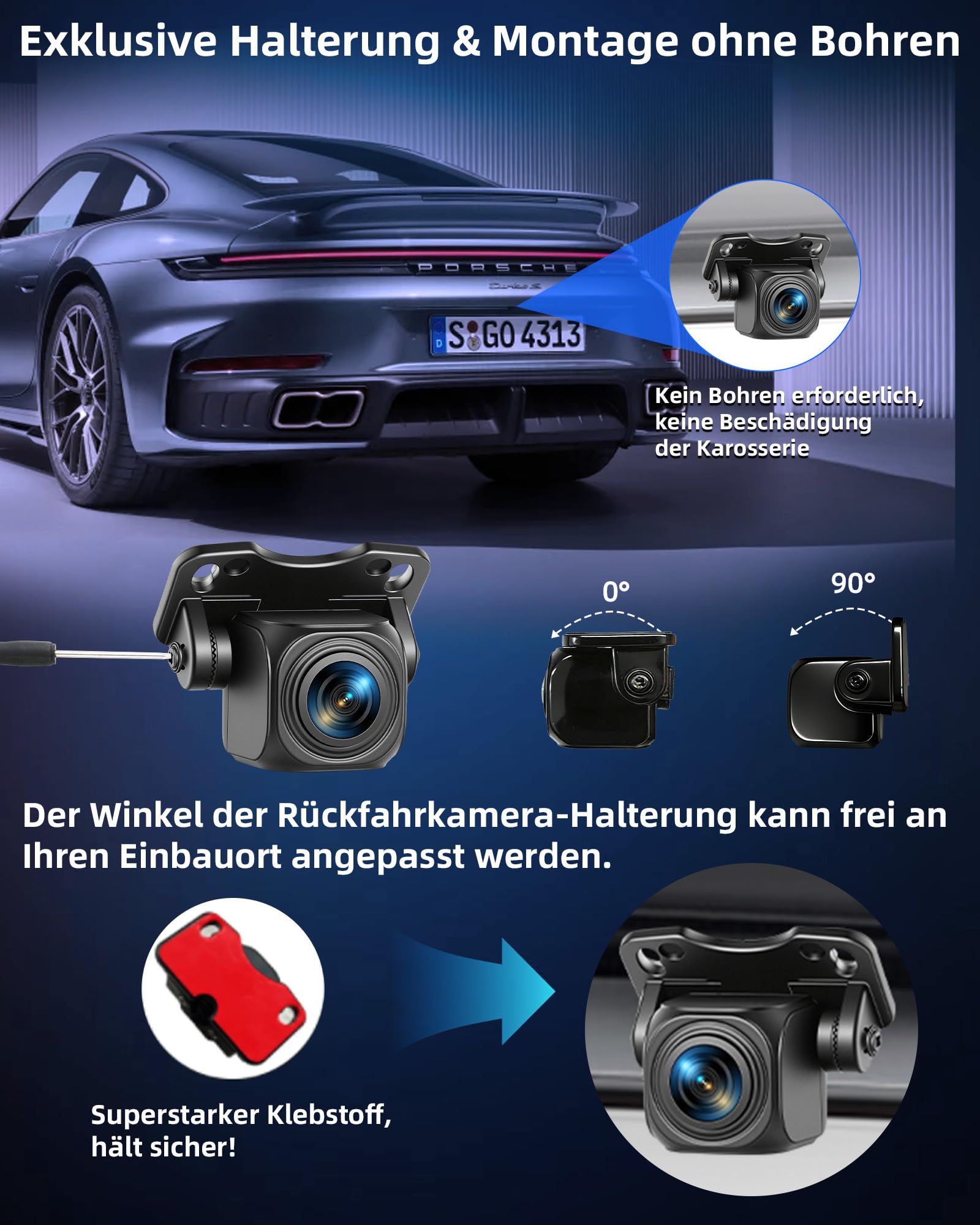 Vtopek Rückfahrkamera AHD 1080P Rückfahrkamera Auto Rückfahrkameras Nachrüsten 140° Weitwinkel Nachtsicht IP69K wasserdichte Nachtsicht Rückfahrkameras für Wohnmobil SUV Pickup Van