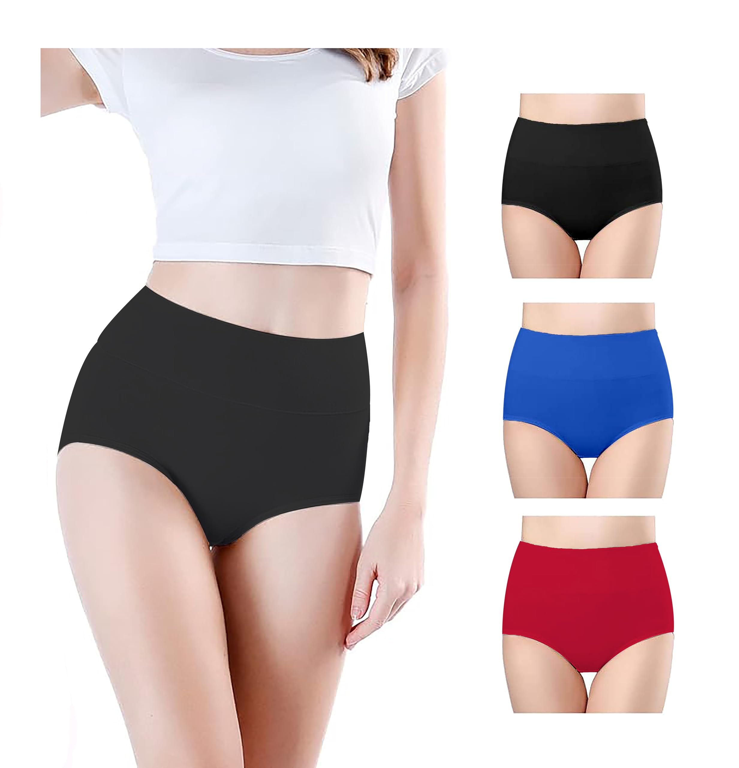 Combo Women's High Waisted Cotton Hipster Panty Ladies Soft Panties l Women Cotton Hipster Panty l Women's Seamless High l Women Underwear - (Pack of 3 High Waist with Parrot Green)-picture-25