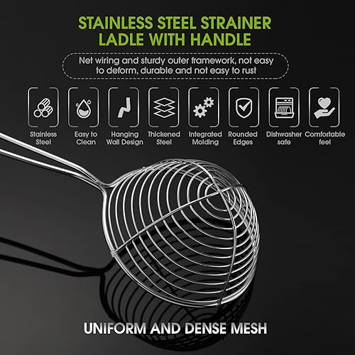 Miniatura 4 de Cucharas coladoras de olla caliente, cucharas coladoras de acero inoxidable para ollas calientes de 2.5 pulgadas, mini cuchara desnatadora de malla,