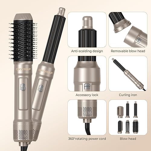 Miniatura 7 de Cepillo secador de pelo 6 en uno, rizador de aire, cepillo redondo de 800 W, cepillo iónico para mujer, cepillo de aire caliente, herramientas de