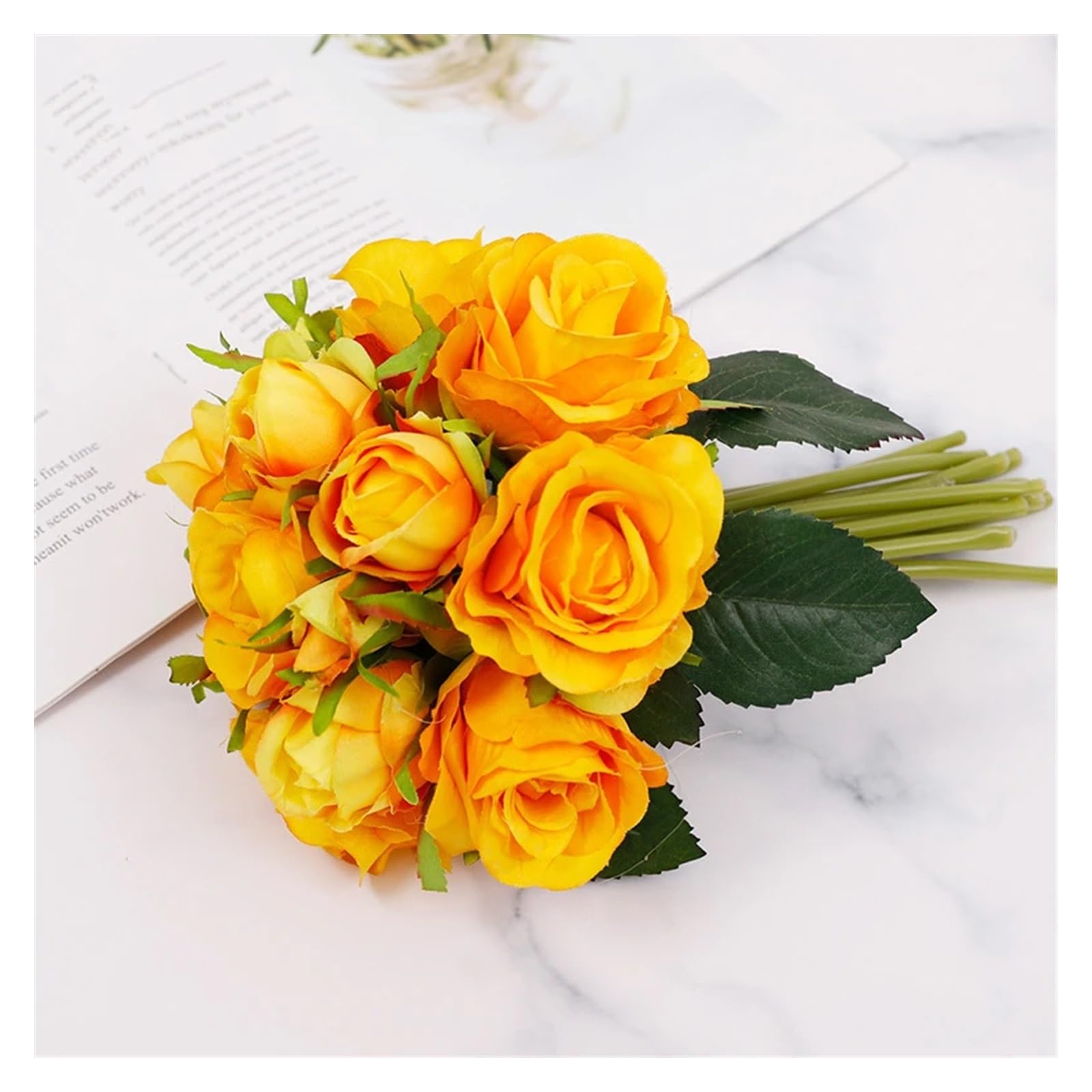 HJRegaFimu Artificial Flowers 1 Bunch Simulation Rose Bouquet Fake Roses Bridal Christmas Wedding Party Home Decoration Decorations(rose-red)