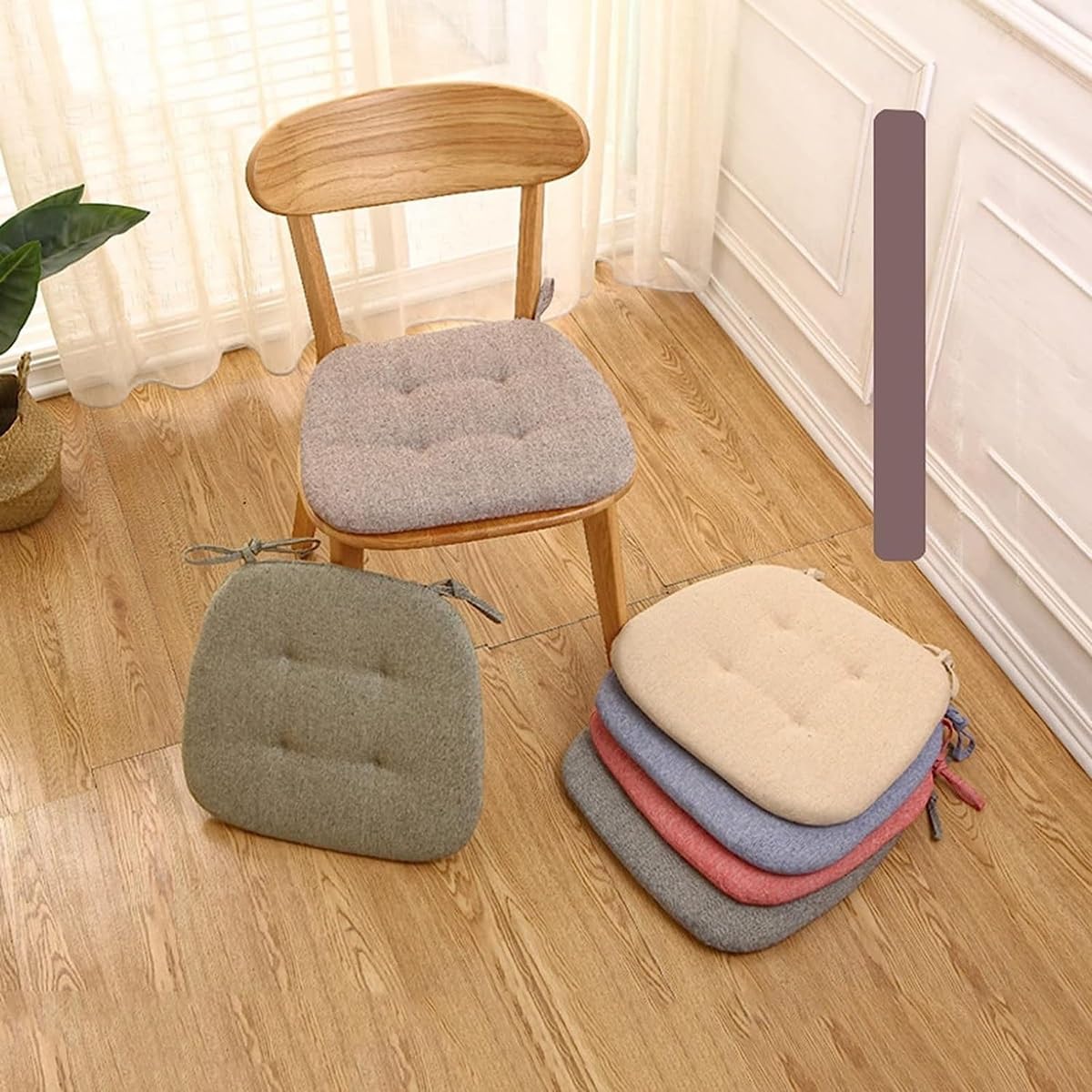 Cojín para Silla de Comedor con Lazos, cojín para Asiento de Cocina con Forma de Herradura, Almohadillas para Silla de Comedor, se Pueden Usar de Doble Cara