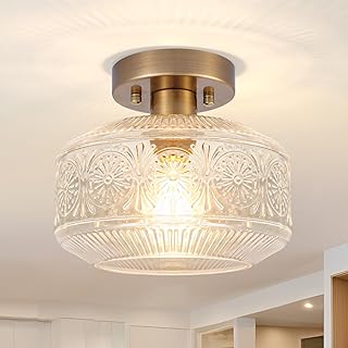 DSMJFU Semi Flush Mount Ceiling Light, Vintage Small Ceiling Light Fixtu...