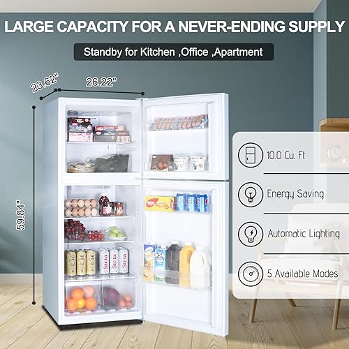 Miniatura 2 de Frestec Refrigerador de 10.0 pies cúbicos con congelador, refrigerador de tamaño apartamento, refrigerador superior de 2 puertas con control de