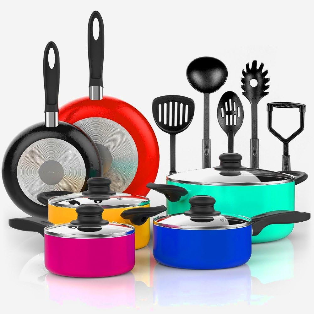 Aluminum Cookware Set Nonstick 15Pieces Set Pots Pans and