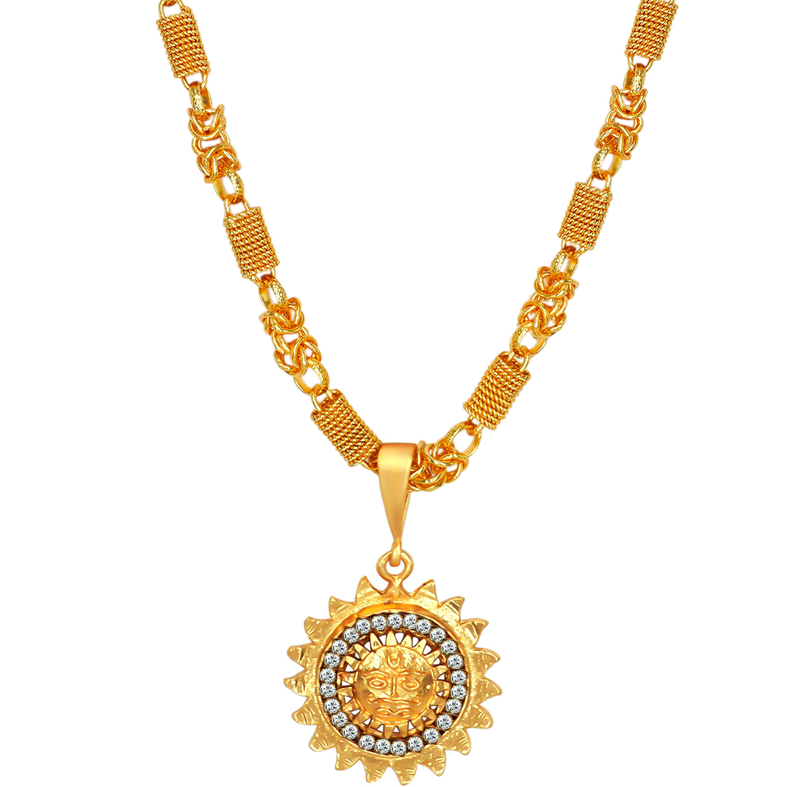 Fashion Frill Mens Jewellery Golden Chain For Men AD Sun Gold Plated Chain Locket Pendant Chians For Mens Boys Gold Plated Chain Locket Pendant (B098LFWMV1) Amazon Price History, Amazon Price Tracker