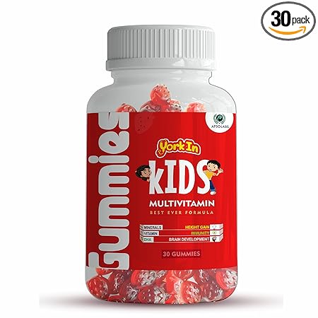 York in Multivitamin Gummies for Kids and Teens, Vitamins A B C D with Zinc, Helpful In Healthy Growth & Development, 30 Count