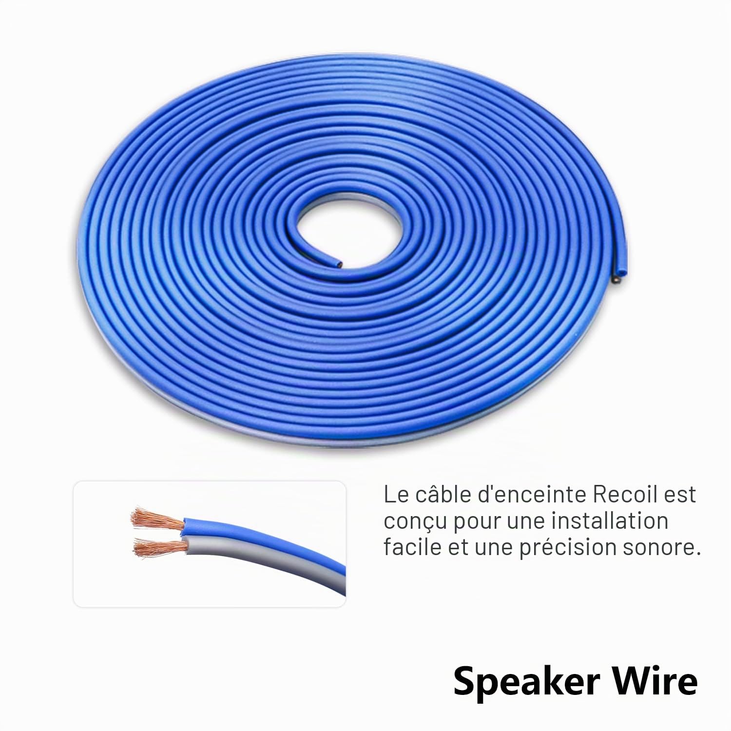 RECOIL RCK-8 Kit de Câblage Complet Amplificateur Voiture 8 AWG (10mm²) – Câble Audio RCA OFC + Alimentation CCA, Kit Câbles pour Ampli Basses, Compatible La Plupart des Voitures